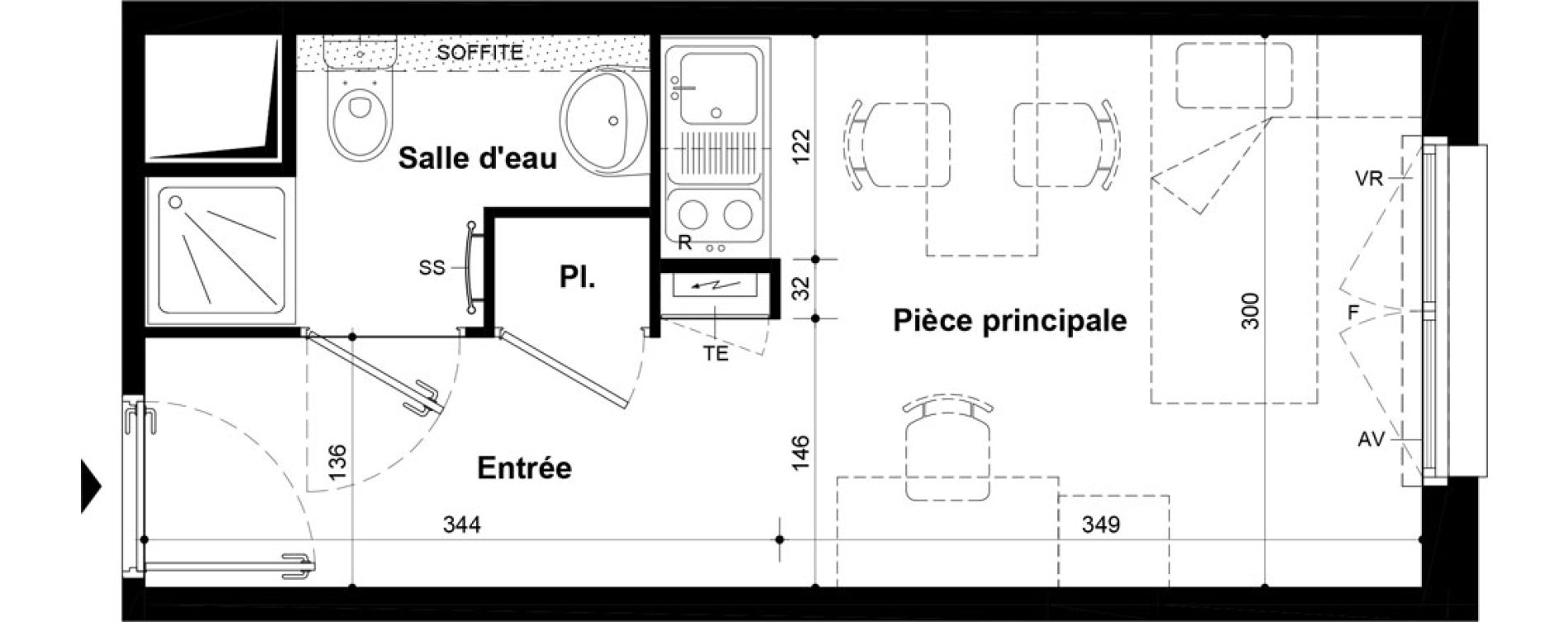 Studio meubl&eacute; de 19,75 m2 &agrave; Villeneuve-Saint-Georges Ch&acirc;teau de bellevue