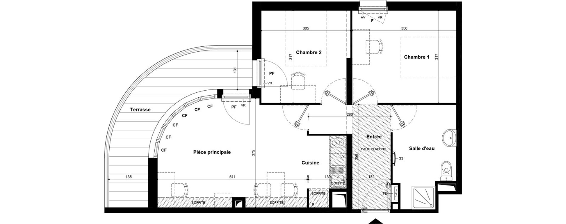 Appartement T3 meubl&eacute; de 54,66 m2 &agrave; Villeneuve-Saint-Georges Ch&acirc;teau de bellevue