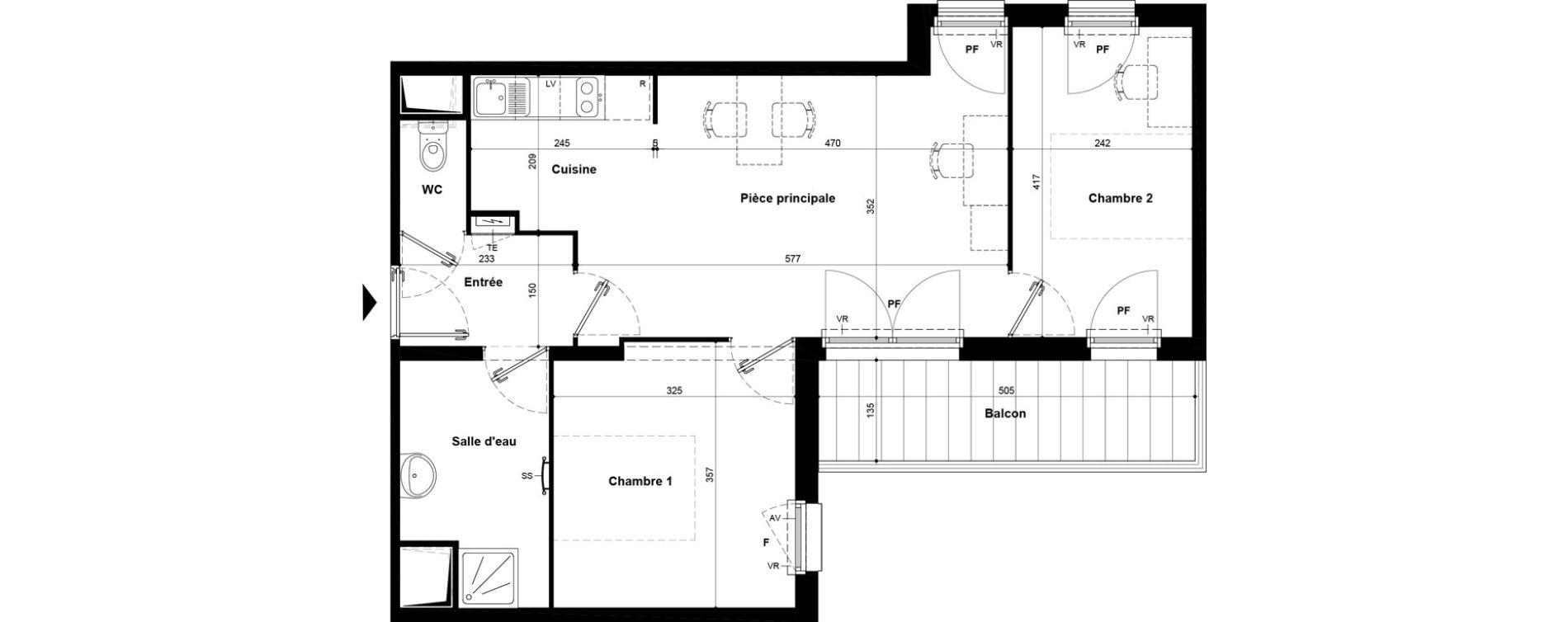 Appartement T3 meubl&eacute; de 56,24 m2 &agrave; Villeneuve-Saint-Georges Ch&acirc;teau de bellevue