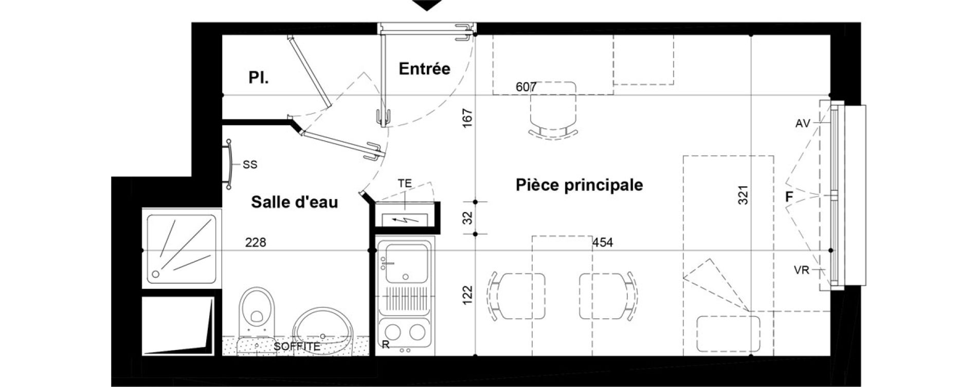 Studio meubl&eacute; de 19,81 m2 &agrave; Villeneuve-Saint-Georges Ch&acirc;teau de bellevue