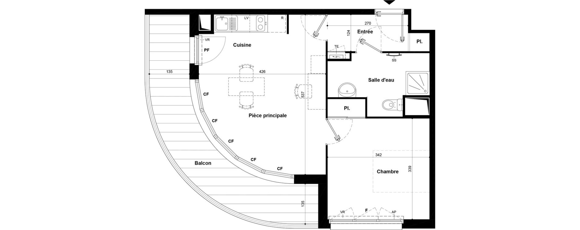 Appartement T2 meubl&eacute; de 42,17 m2 &agrave; Villeneuve-Saint-Georges Ch&acirc;teau de bellevue