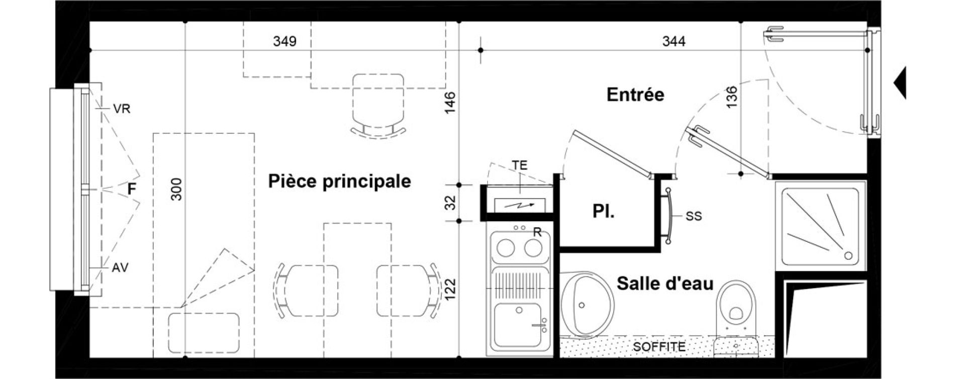 Studio meubl&eacute; de 19,75 m2 &agrave; Villeneuve-Saint-Georges Ch&acirc;teau de bellevue