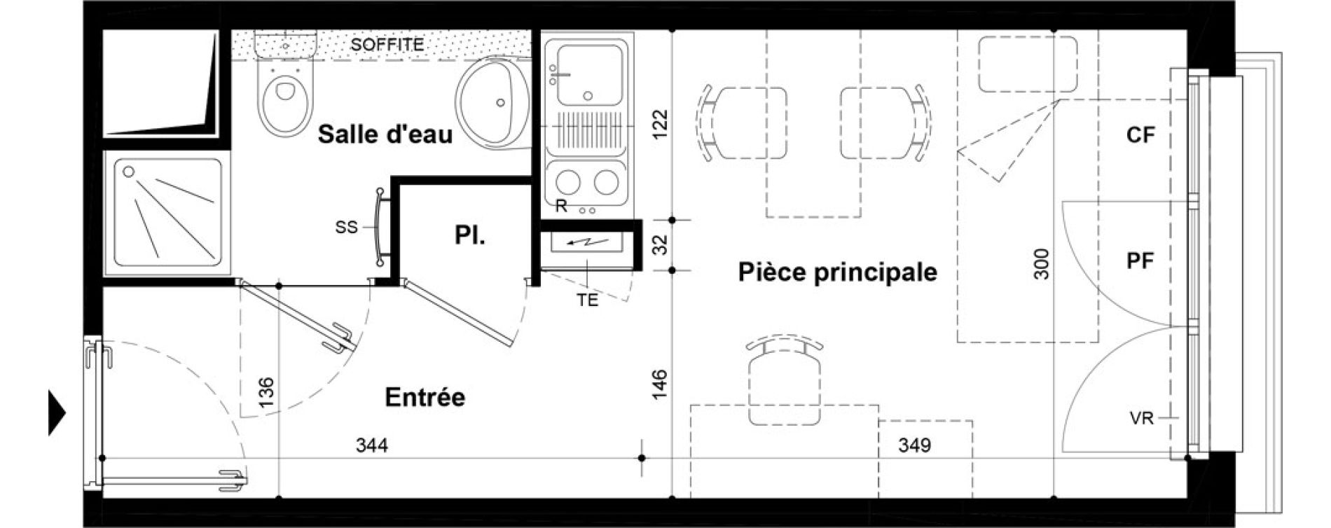 Studio meubl&eacute; de 19,75 m2 &agrave; Villeneuve-Saint-Georges Ch&acirc;teau de bellevue