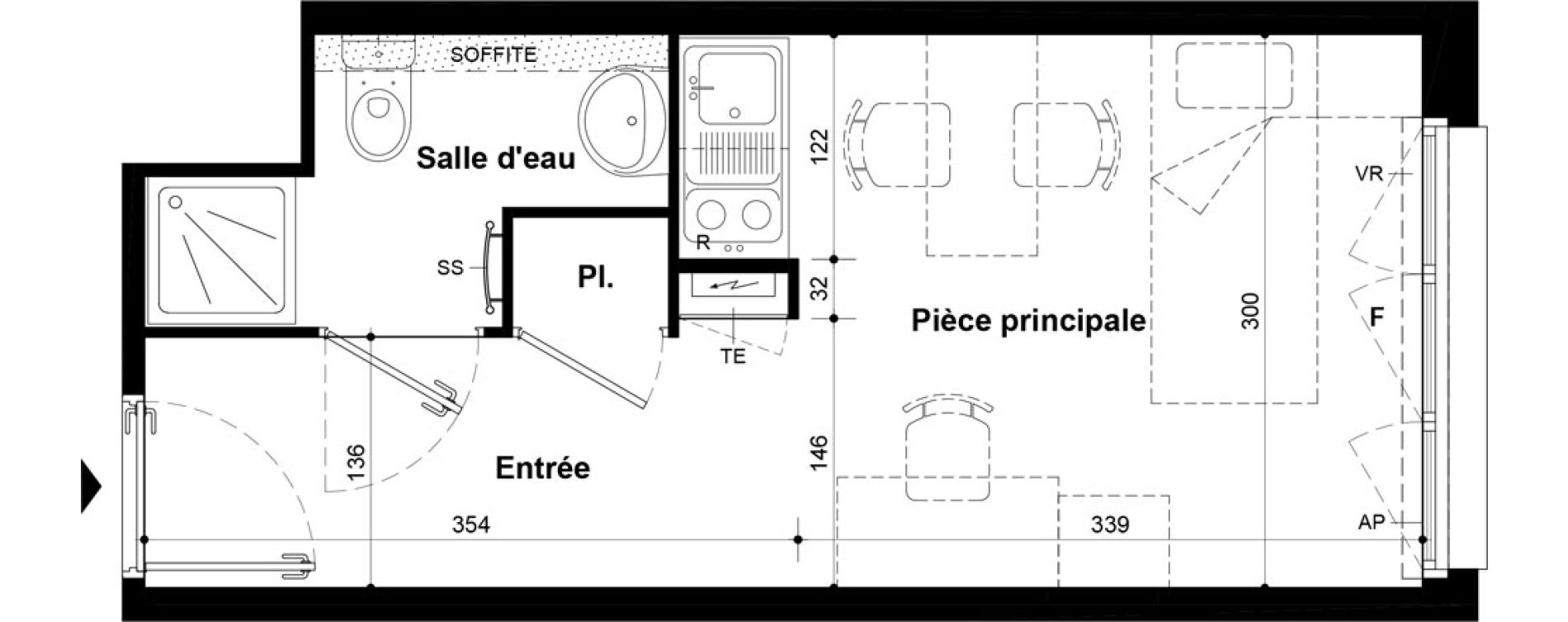 Studio meubl&eacute; de 19,67 m2 &agrave; Villeneuve-Saint-Georges Ch&acirc;teau de bellevue