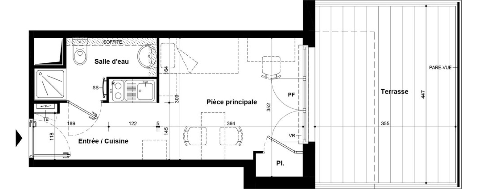 Studio meubl&eacute; de 20,48 m2 &agrave; Villeneuve-Saint-Georges Ch&acirc;teau de bellevue