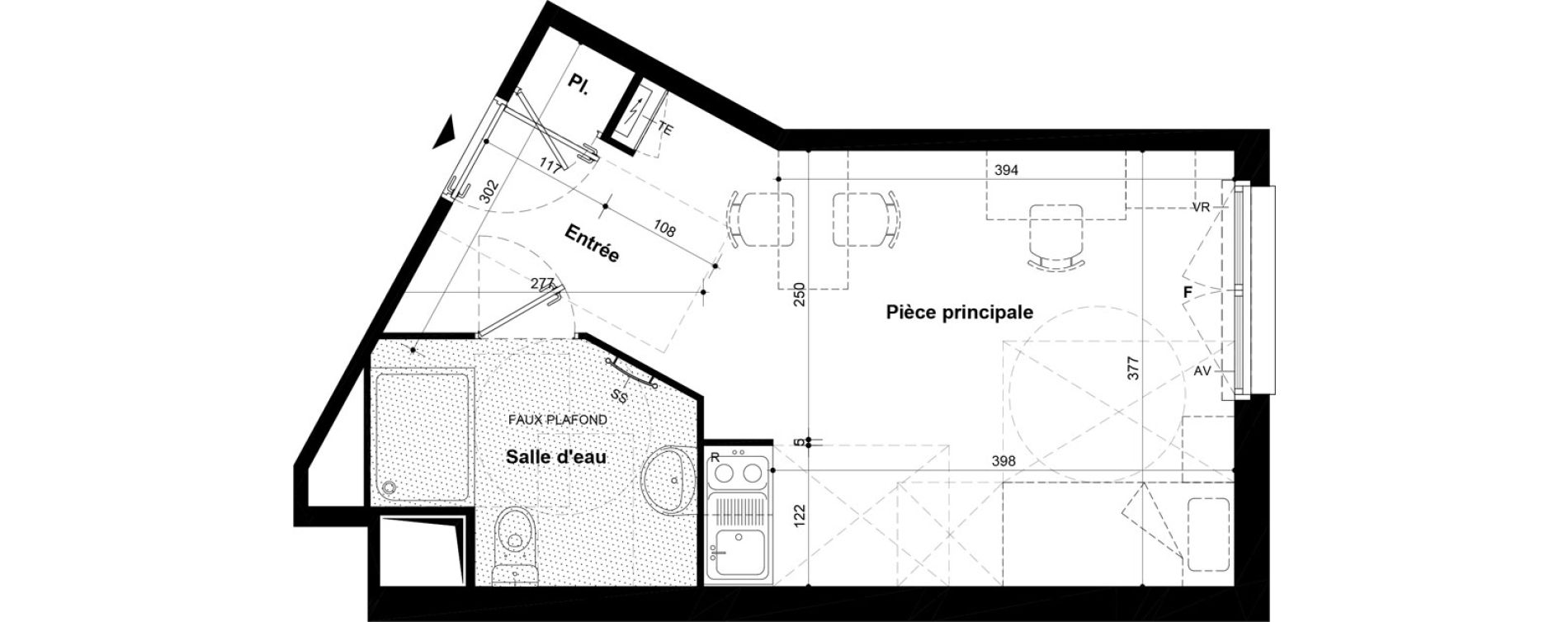 Studio meubl&eacute; de 27,77 m2 &agrave; Villeneuve-Saint-Georges Ch&acirc;teau de bellevue