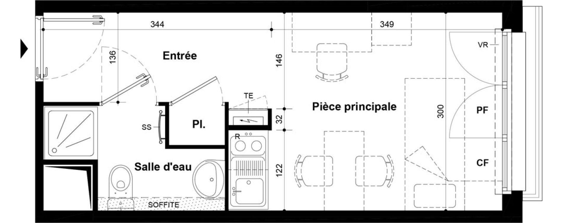 Studio meubl&eacute; de 19,75 m2 &agrave; Villeneuve-Saint-Georges Ch&acirc;teau de bellevue