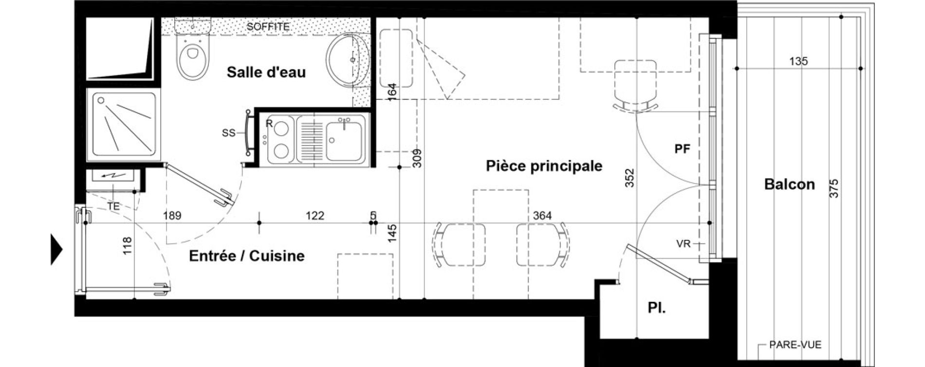 Studio meubl&eacute; de 20,48 m2 &agrave; Villeneuve-Saint-Georges Ch&acirc;teau de bellevue