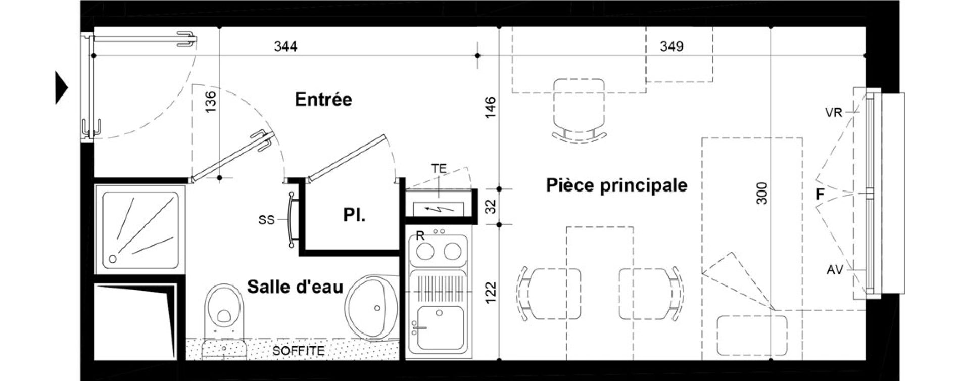 Studio meubl&eacute; de 19,75 m2 &agrave; Villeneuve-Saint-Georges Ch&acirc;teau de bellevue