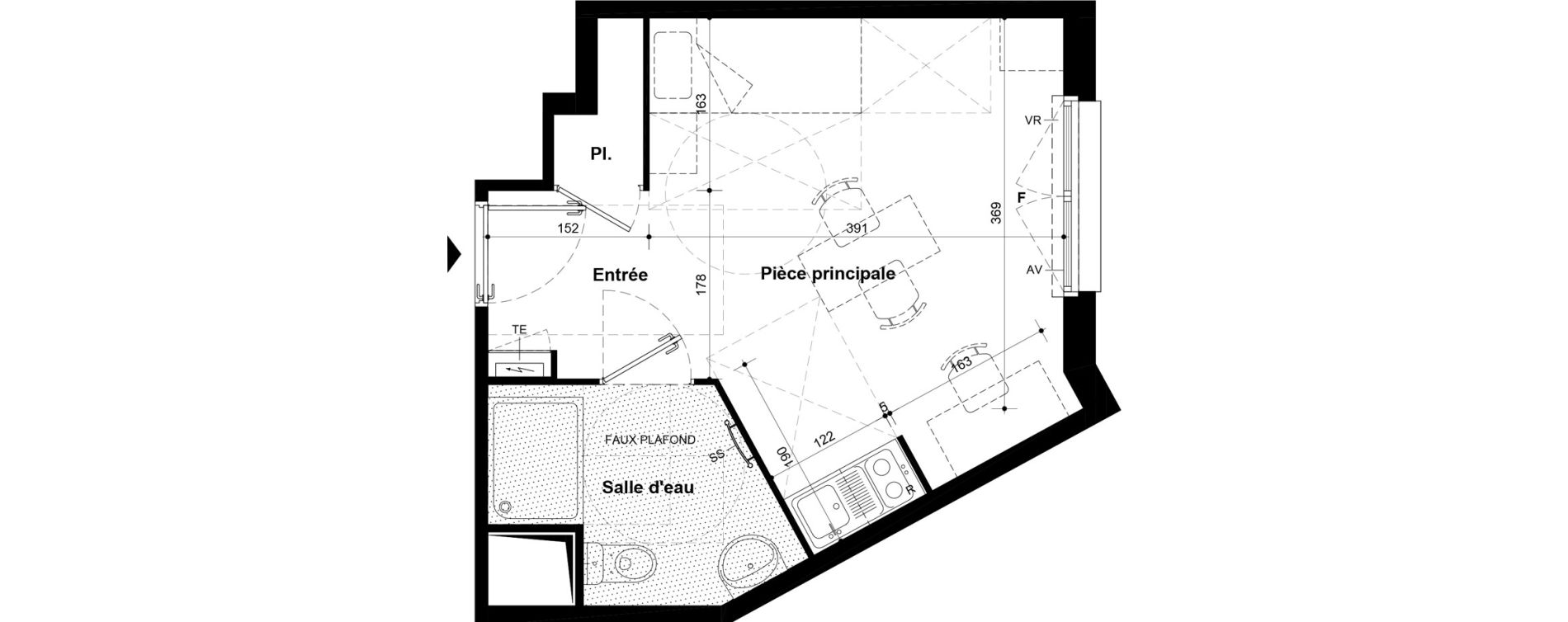 Studio meubl&eacute; de 24,83 m2 &agrave; Villeneuve-Saint-Georges Ch&acirc;teau de bellevue