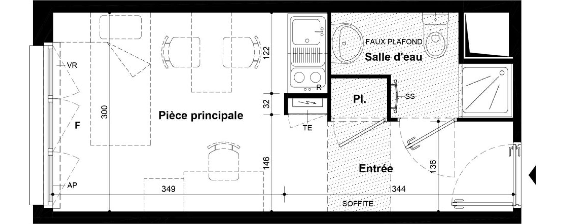 Studio meubl&eacute; de 19,75 m2 &agrave; Villeneuve-Saint-Georges Ch&acirc;teau de bellevue