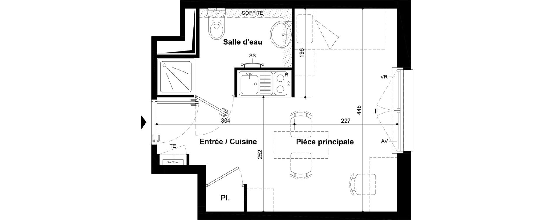 Studio meubl&eacute; de 21,22 m2 &agrave; Villeneuve-Saint-Georges Ch&acirc;teau de bellevue