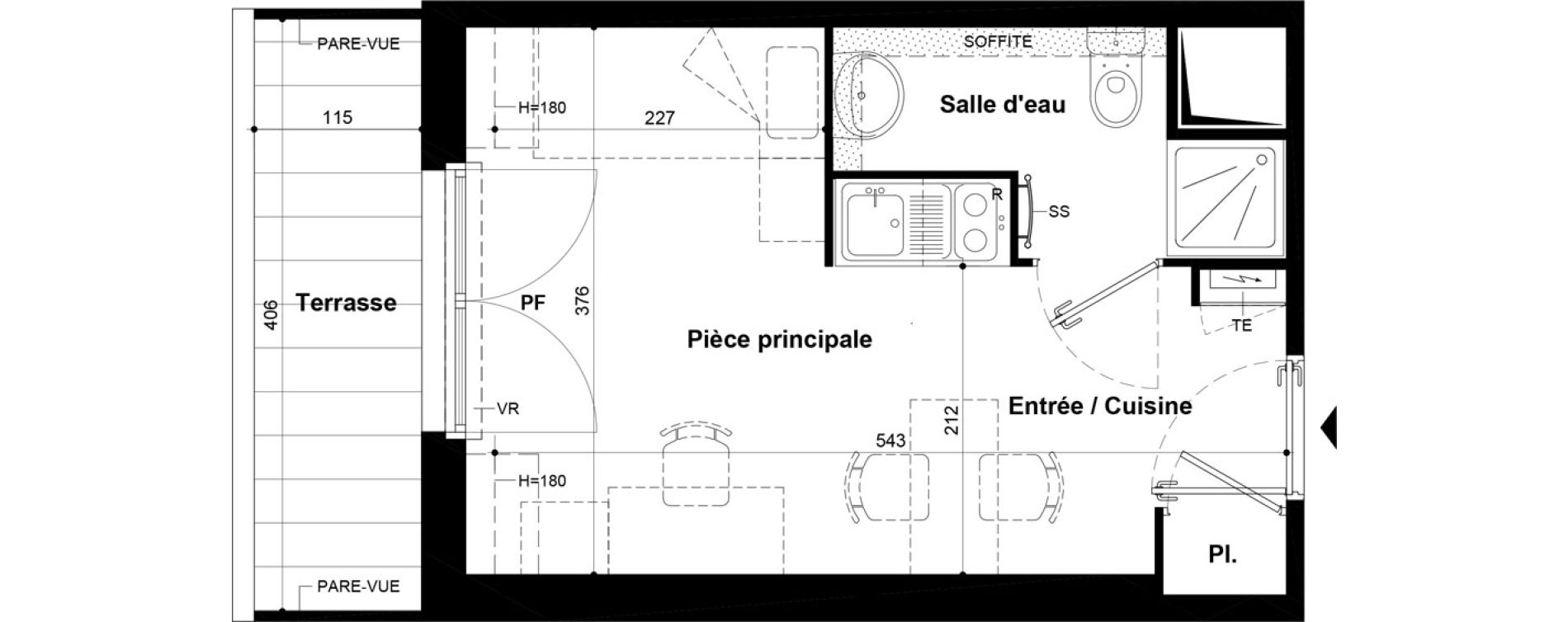 Studio meubl&eacute; de 19,48 m2 &agrave; Villeneuve-Saint-Georges Ch&acirc;teau de bellevue