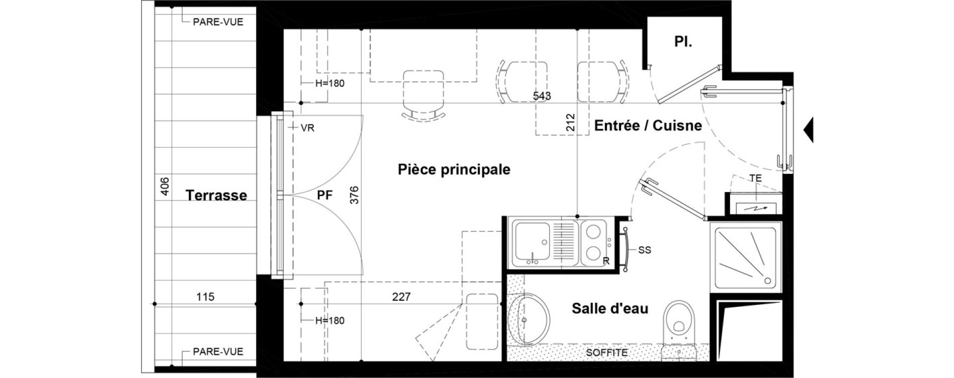 Studio meubl&eacute; de 19,08 m2 &agrave; Villeneuve-Saint-Georges Ch&acirc;teau de bellevue