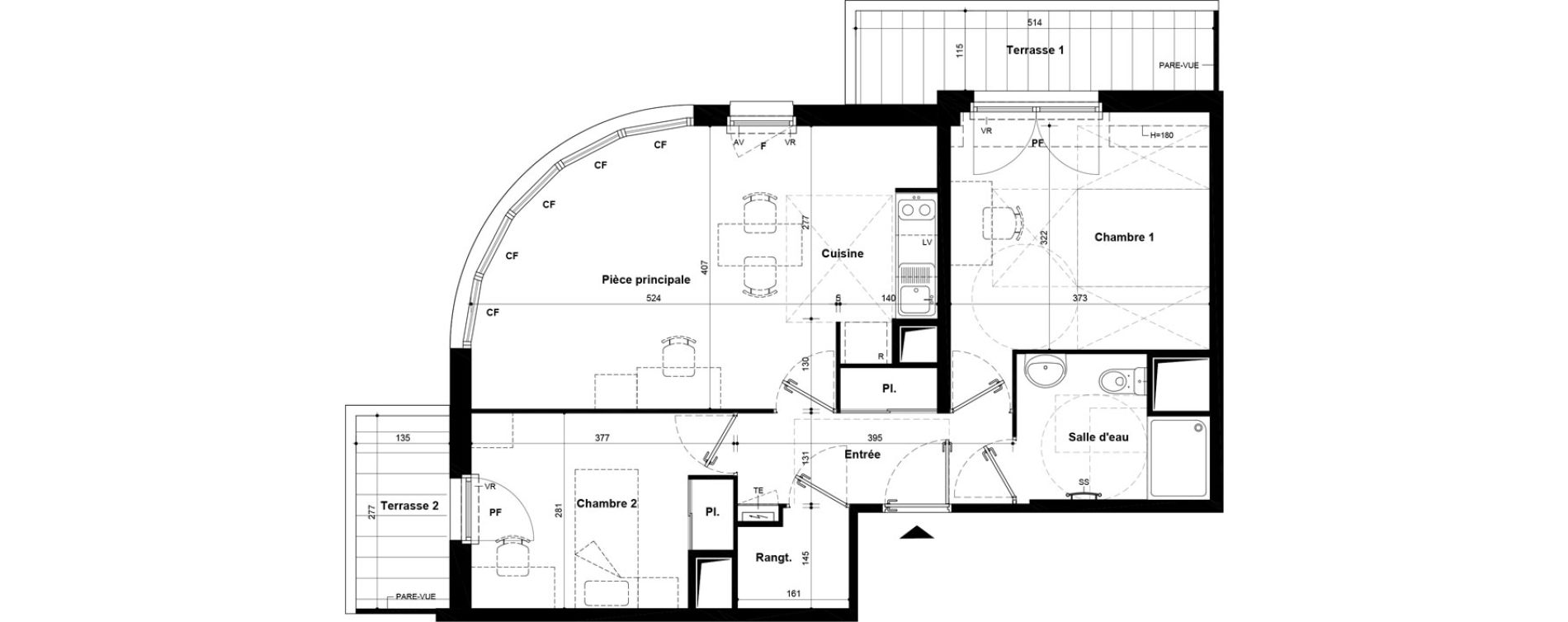 Appartement T3 meubl&eacute; de 59,79 m2 &agrave; Villeneuve-Saint-Georges Ch&acirc;teau de bellevue