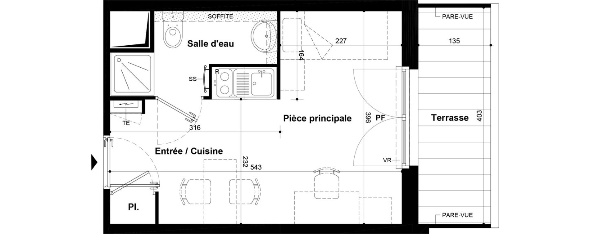 Studio meubl&eacute; de 19,72 m2 &agrave; Villeneuve-Saint-Georges Ch&acirc;teau de bellevue