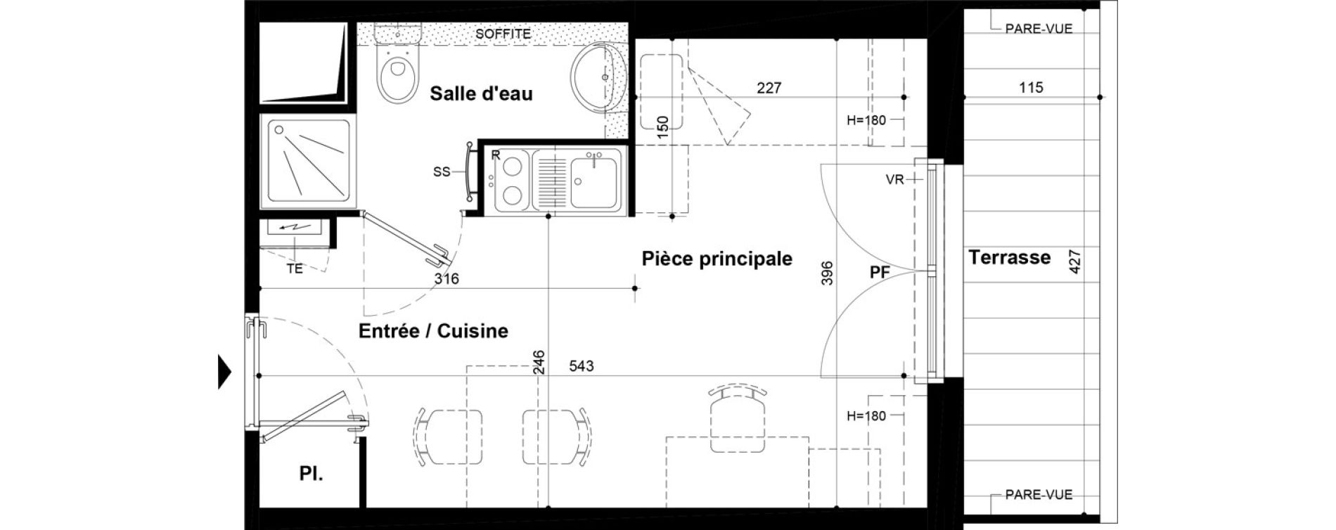 Studio meubl&eacute; de 20,16 m2 &agrave; Villeneuve-Saint-Georges Ch&acirc;teau de bellevue