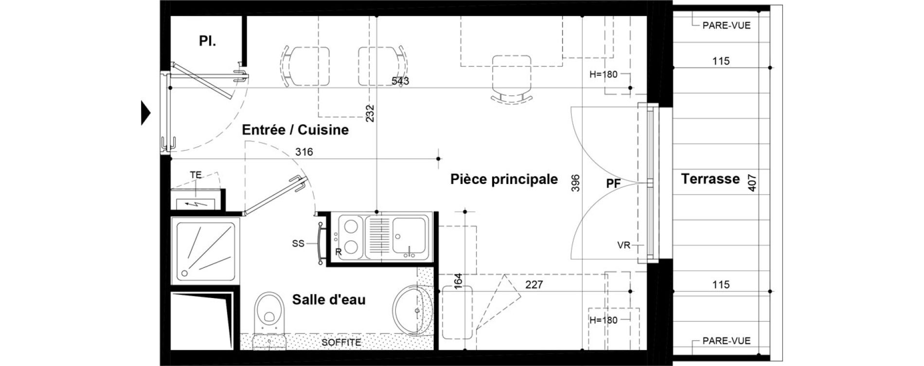 Studio meubl&eacute; de 19,72 m2 &agrave; Villeneuve-Saint-Georges Ch&acirc;teau de bellevue