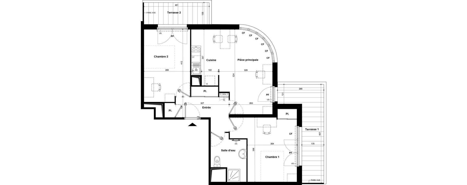 Appartement T3 meubl&eacute; de 59,81 m2 &agrave; Villeneuve-Saint-Georges Ch&acirc;teau de bellevue
