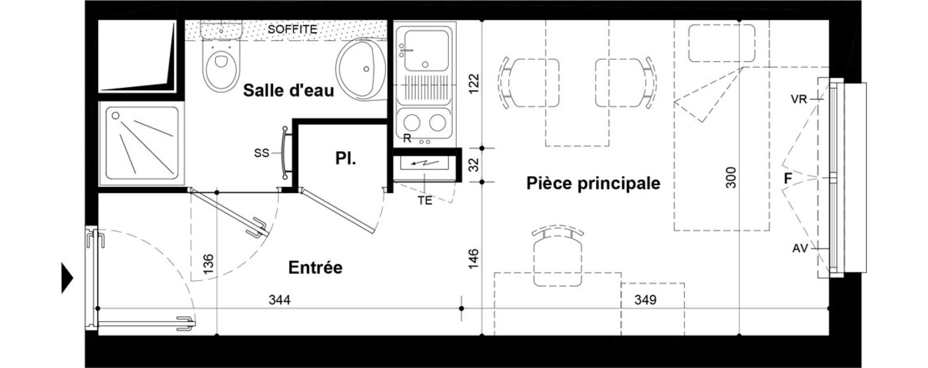 Studio meubl&eacute; de 19,75 m2 &agrave; Villeneuve-Saint-Georges Ch&acirc;teau de bellevue