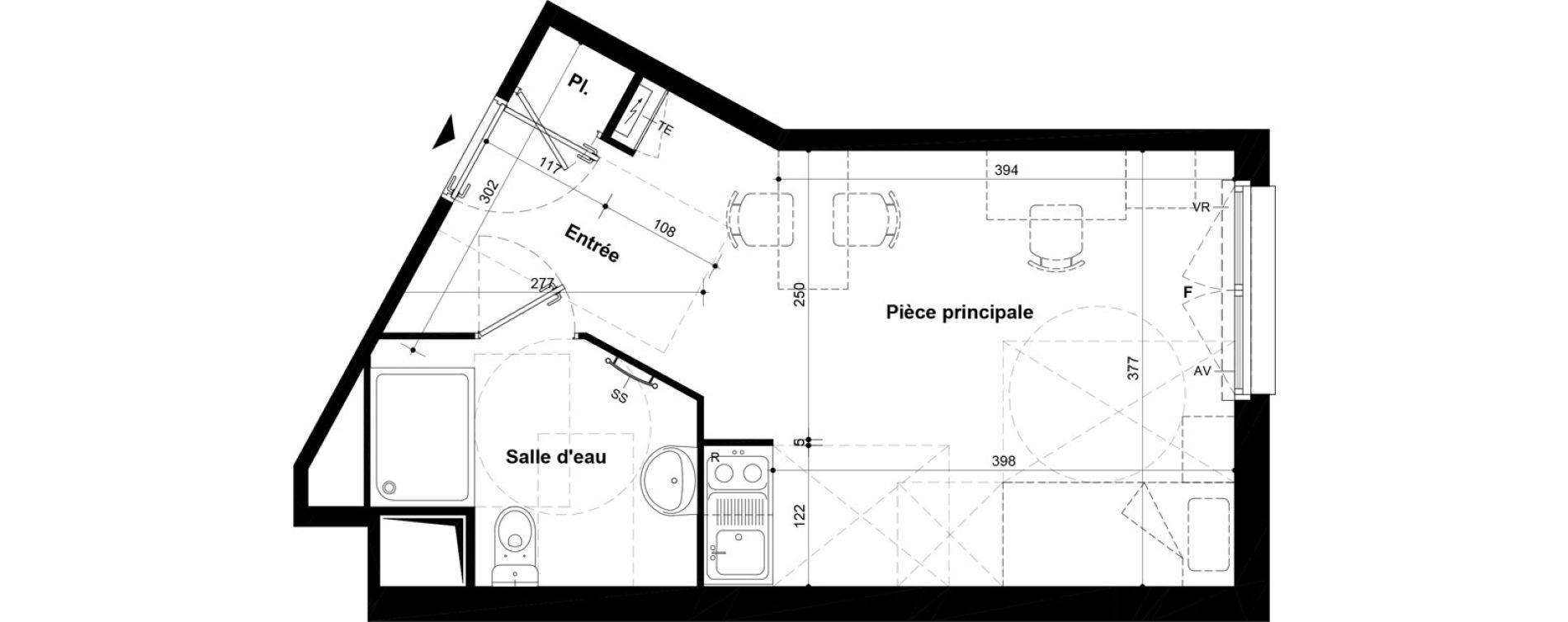 Studio meubl&eacute; de 27,77 m2 &agrave; Villeneuve-Saint-Georges Ch&acirc;teau de bellevue