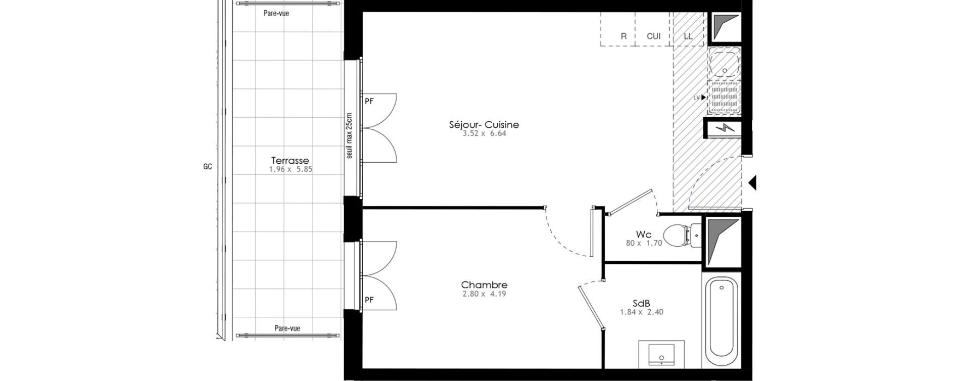 Appartement T2 de 39,76 m2 &agrave; Villeneuve-Saint-Georges Sellier