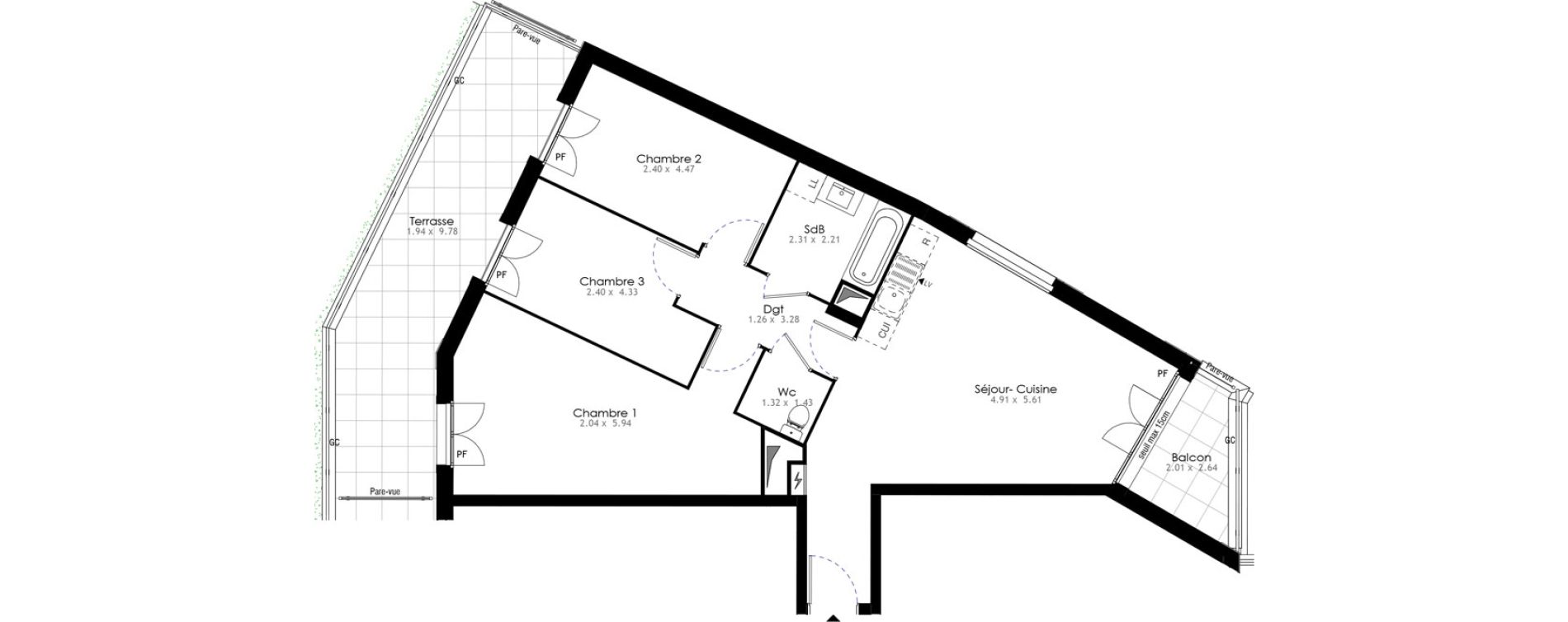 Appartement T4 de 76,18 m2 &agrave; Villeneuve-Saint-Georges Sellier