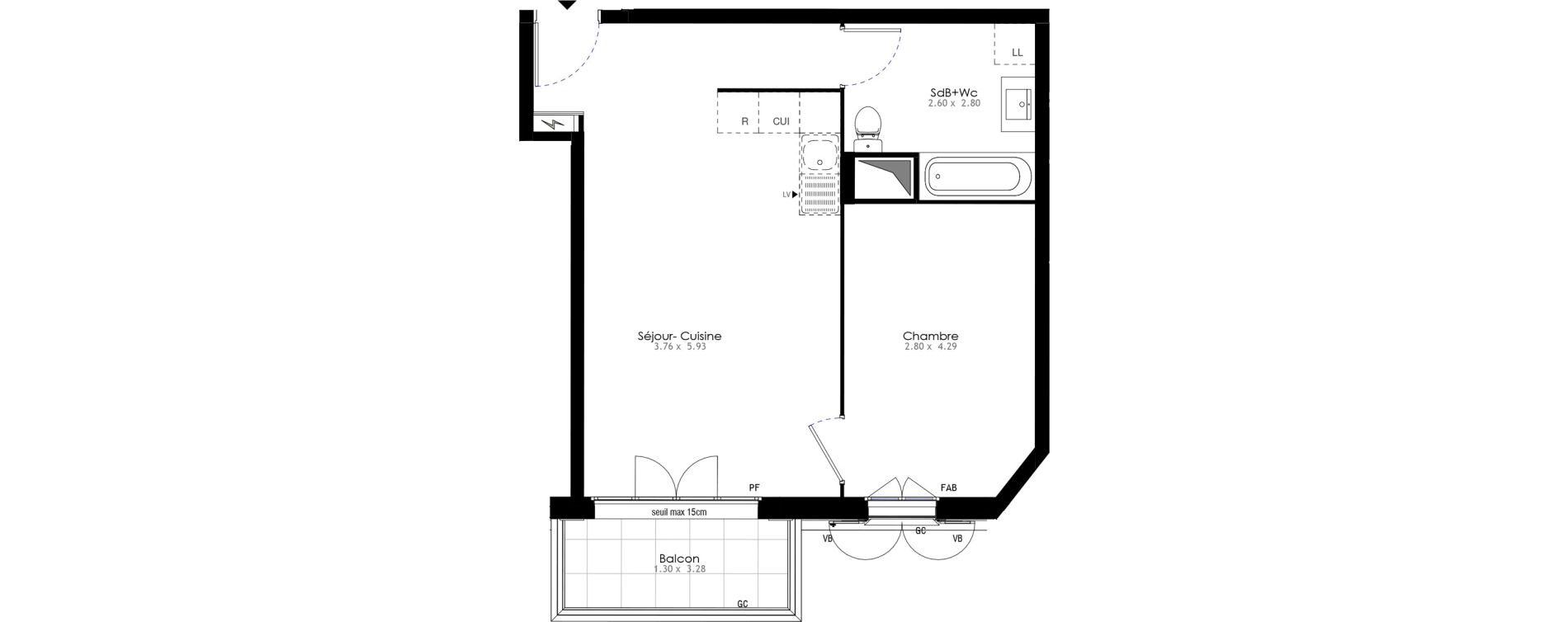 Appartement T2 de 45,28 m2 &agrave; Villeneuve-Saint-Georges Sellier