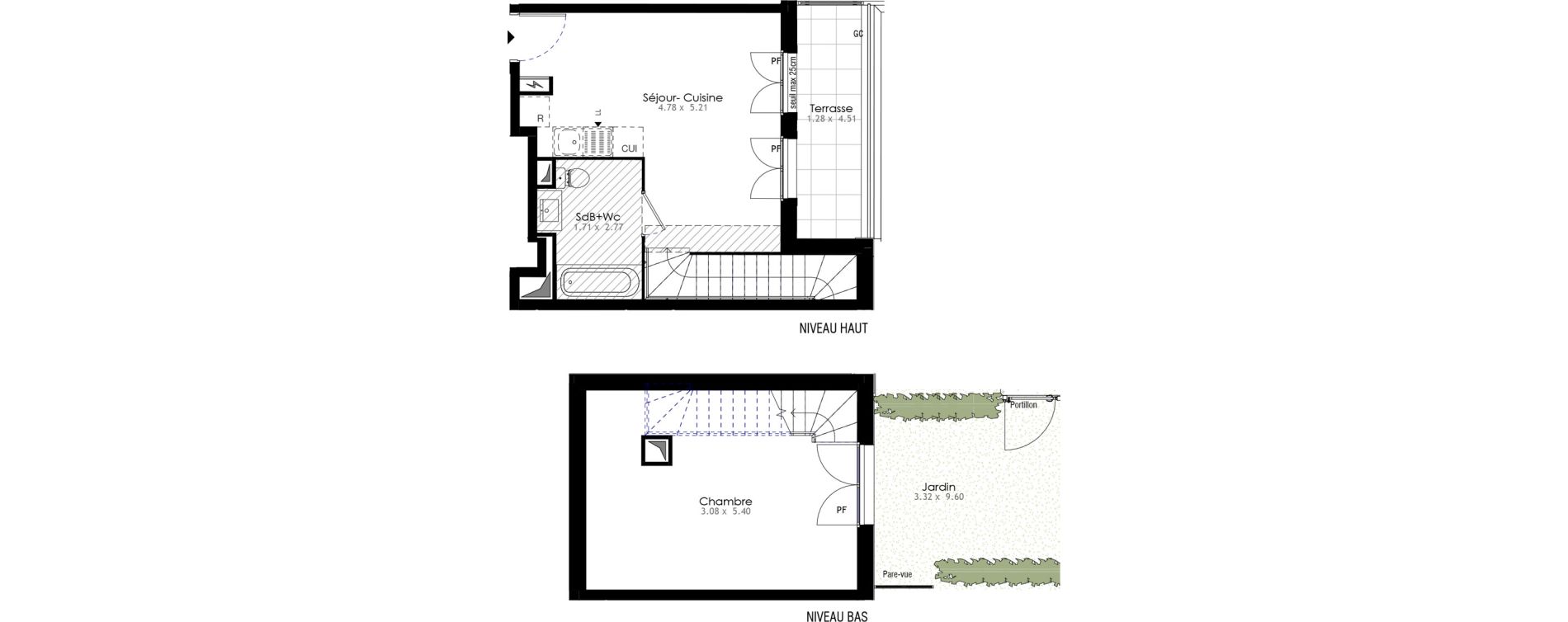 Duplex T2 de 43,12 m2 &agrave; Villeneuve-Saint-Georges Sellier