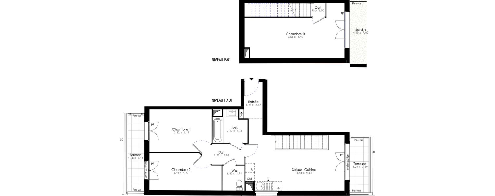 Duplex T4 de 77,26 m2 &agrave; Villeneuve-Saint-Georges Sellier