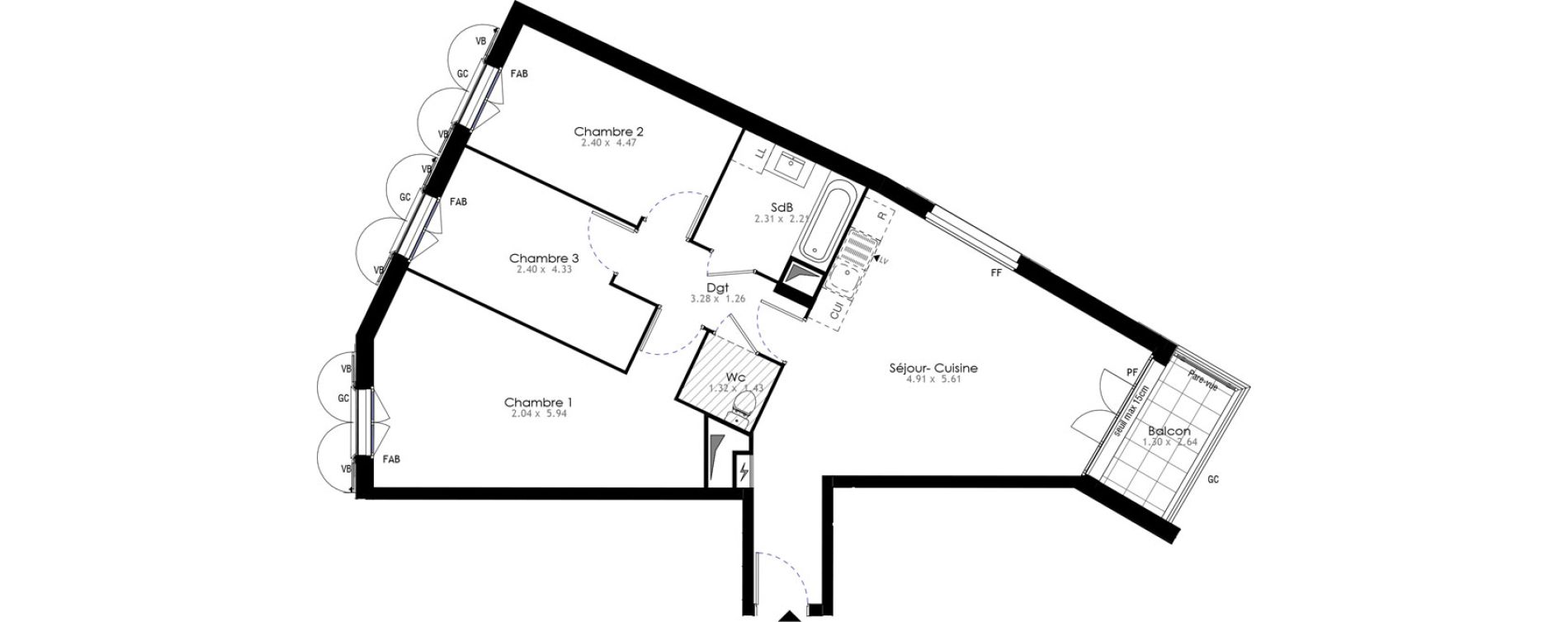 Appartement T4 de 74,66 m2 &agrave; Villeneuve-Saint-Georges Sellier