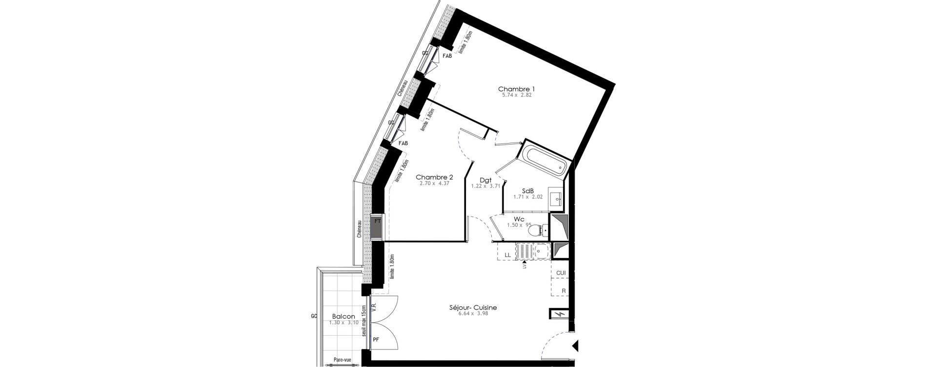 Appartement T3 de 60,26 m2 &agrave; Villeneuve-Saint-Georges Sellier
