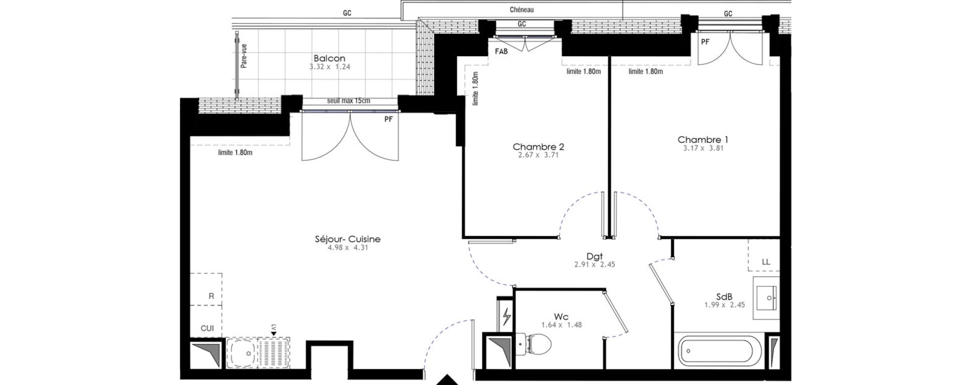 Appartement T3 de 56,09 m2 &agrave; Villeneuve-Saint-Georges Sellier
