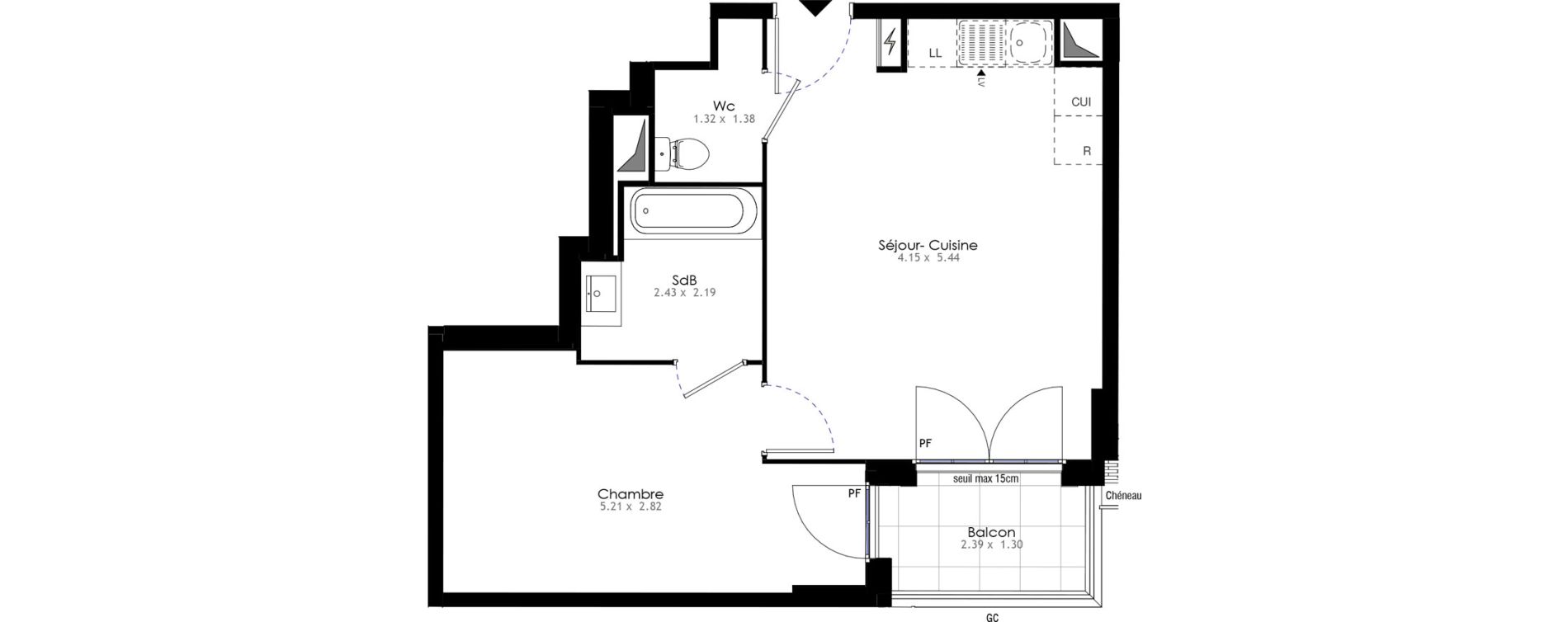 Appartement T2 de 41,73 m2 &agrave; Villeneuve-Saint-Georges Sellier