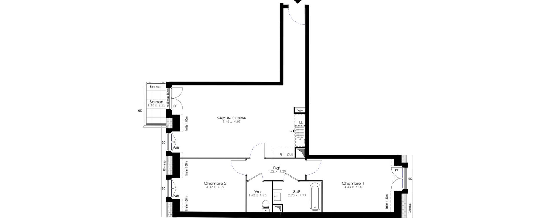 Appartement T3 de 69,90 m2 &agrave; Villeneuve-Saint-Georges Sellier