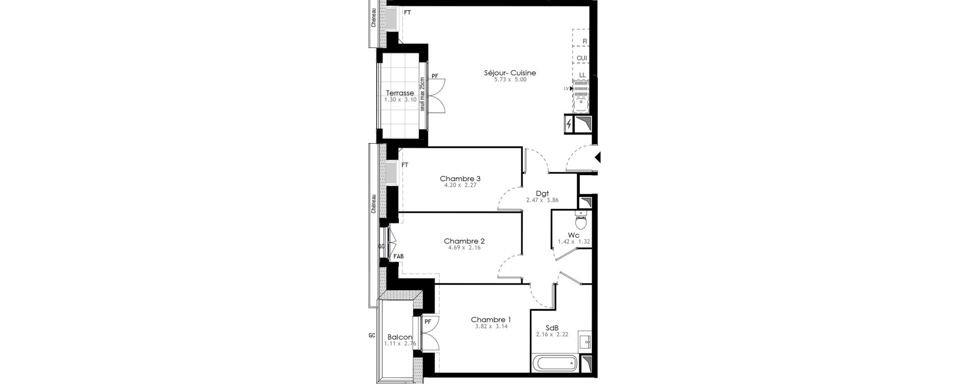 Appartement T4 de 77,81 m2 &agrave; Villeneuve-Saint-Georges Sellier