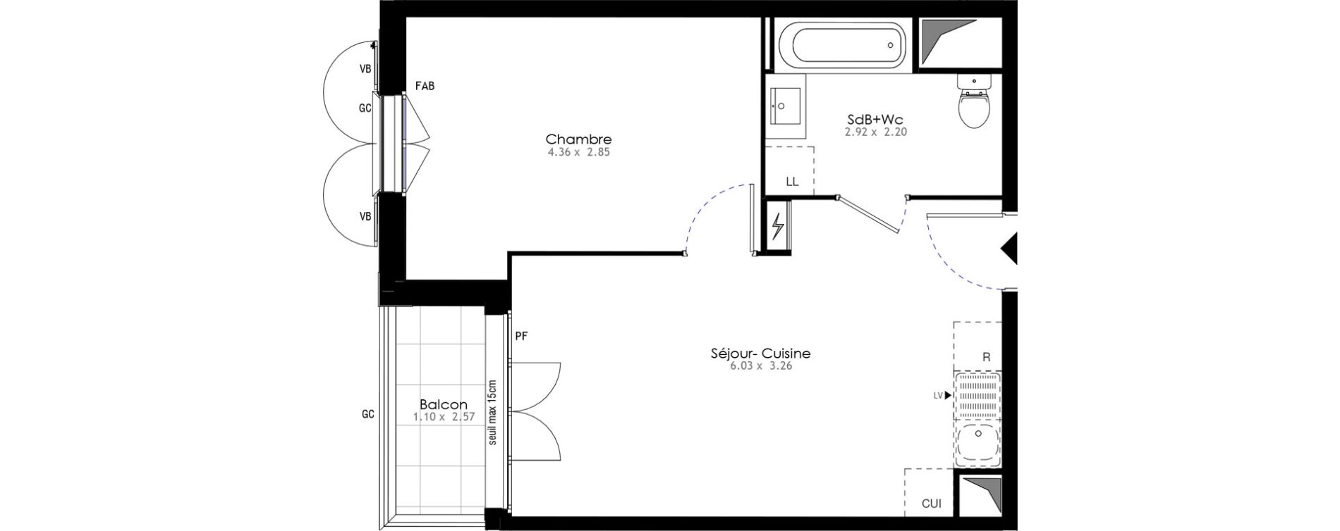 Appartement T2 de 39,45 m2 &agrave; Villeneuve-Saint-Georges Sellier