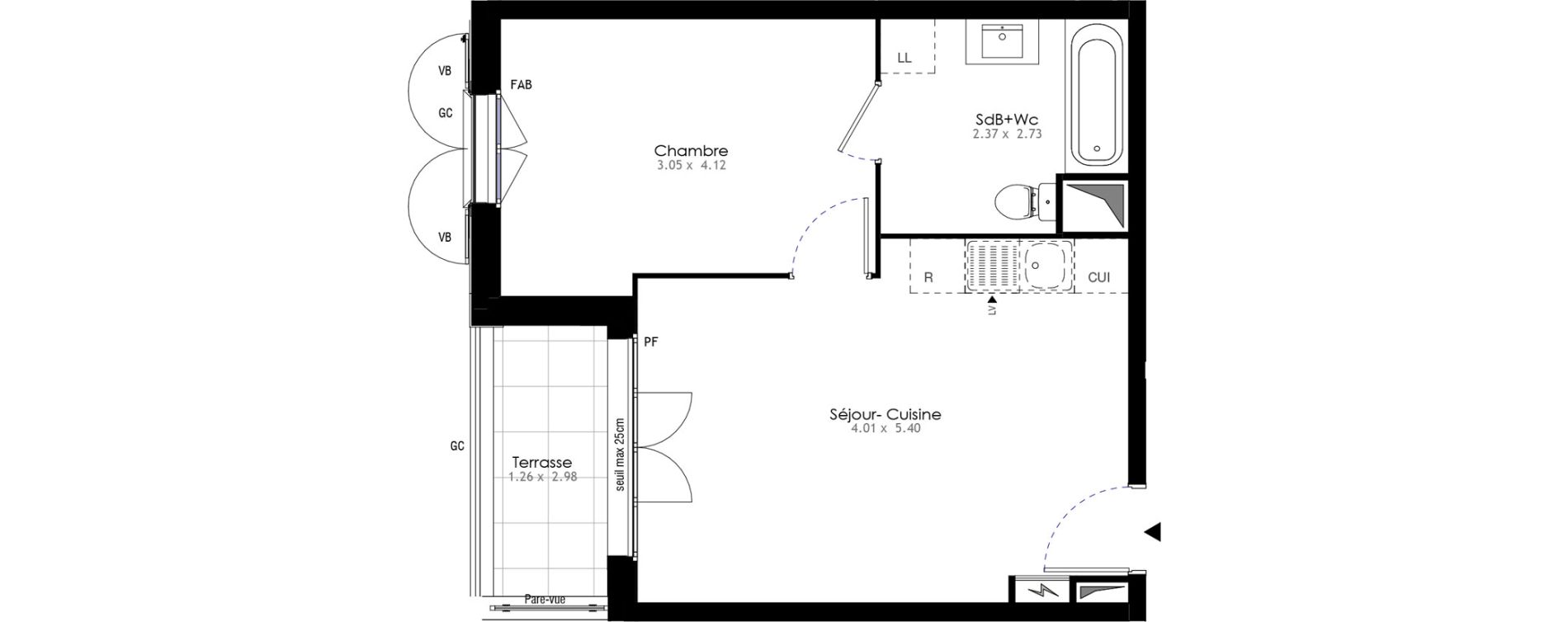 Appartement T2 de 37,90 m2 &agrave; Villeneuve-Saint-Georges Sellier