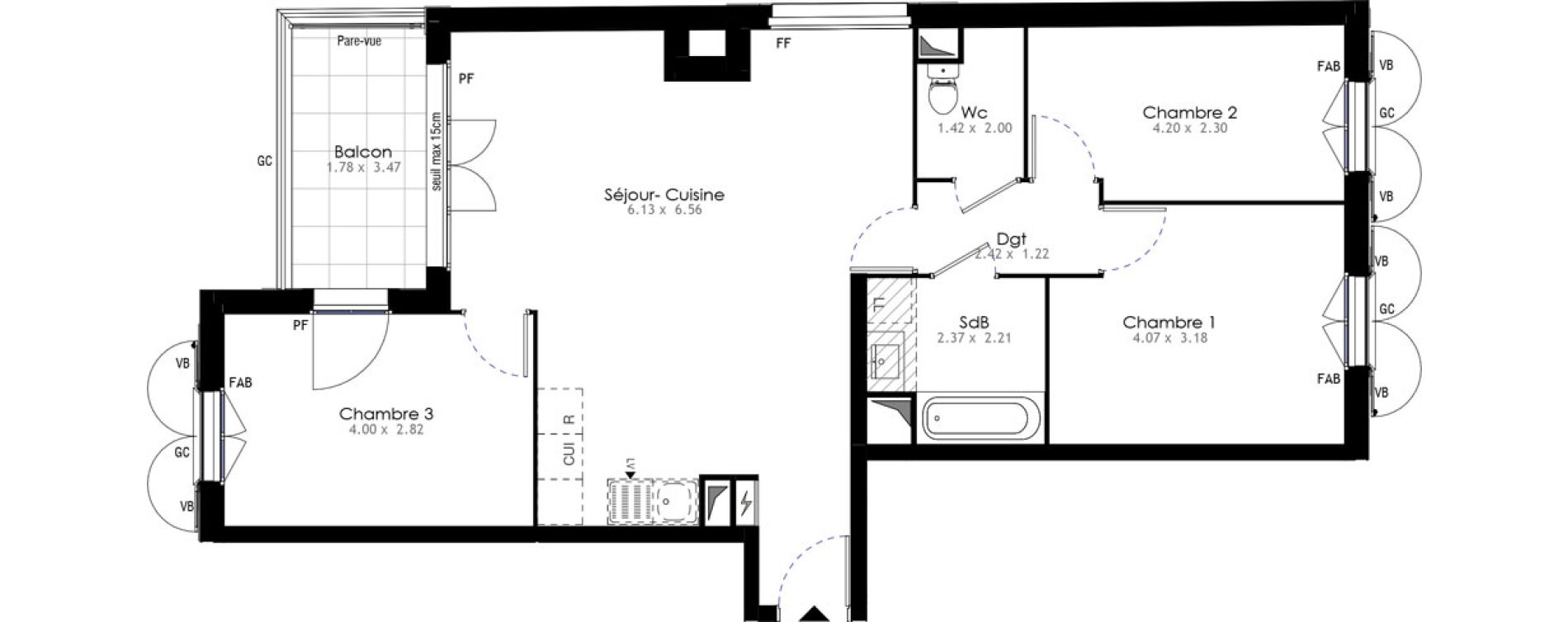 Appartement T4 de 77,32 m2 &agrave; Villeneuve-Saint-Georges Sellier