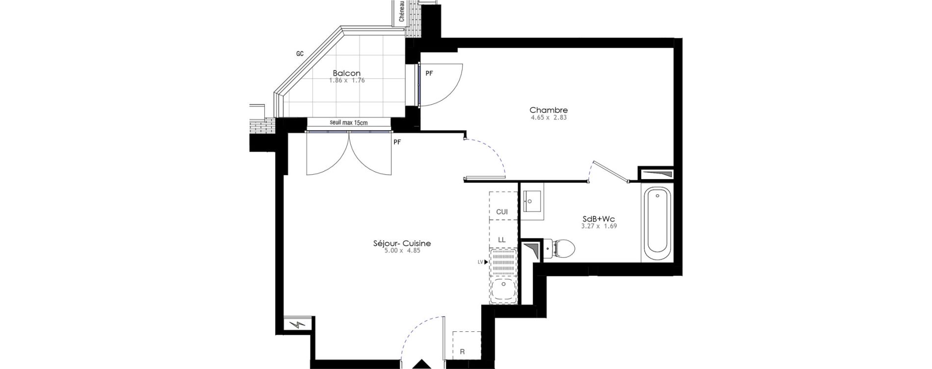 Appartement T2 de 40,65 m2 &agrave; Villeneuve-Saint-Georges Sellier