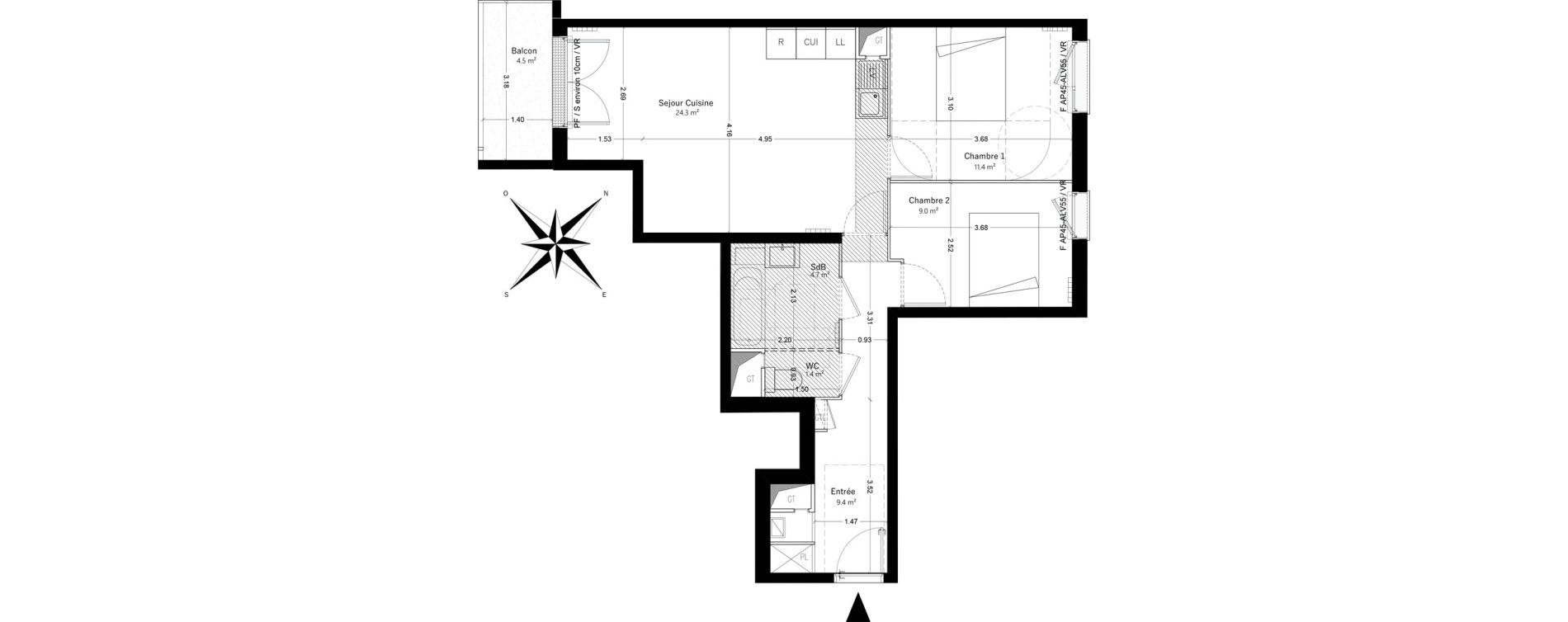 Appartement T3 de 60,20 m2 &agrave; Villeneuve-Saint-Georges Triage
