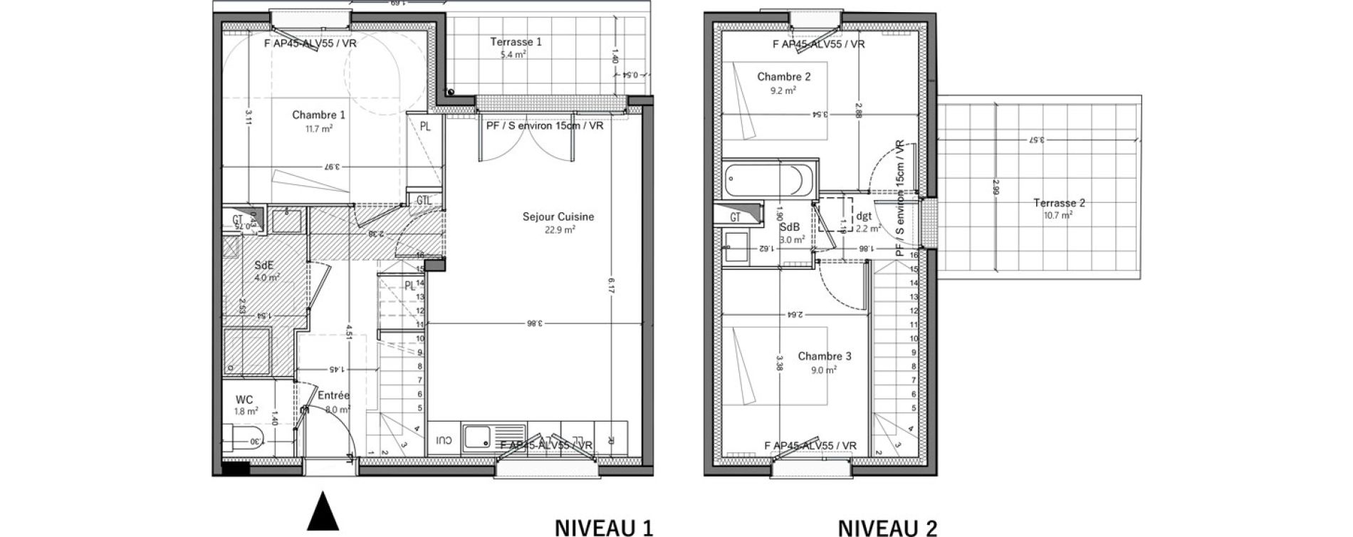 Duplex T4 de 71,80 m2 &agrave; Villeneuve-Saint-Georges Triage