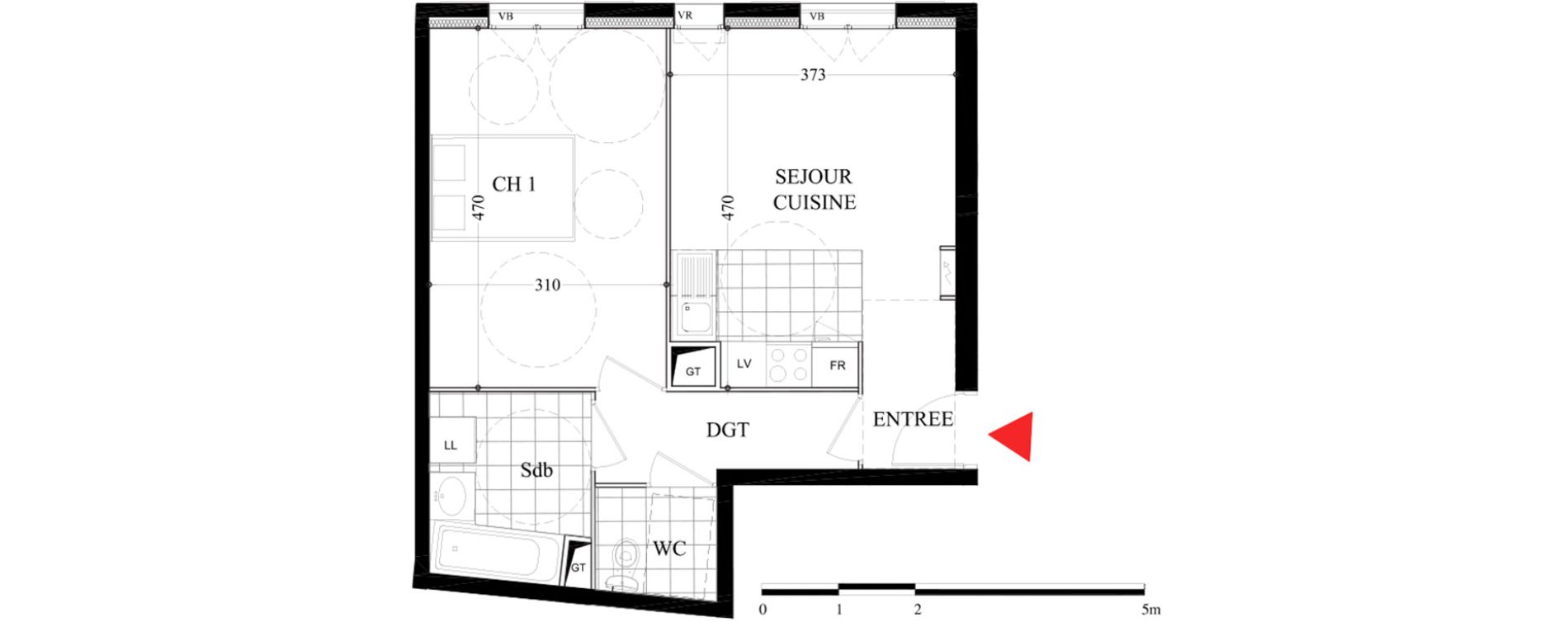 Appartement T2 de 44,11 m2 &agrave; Villiers-Sur-Marne Les boutareines