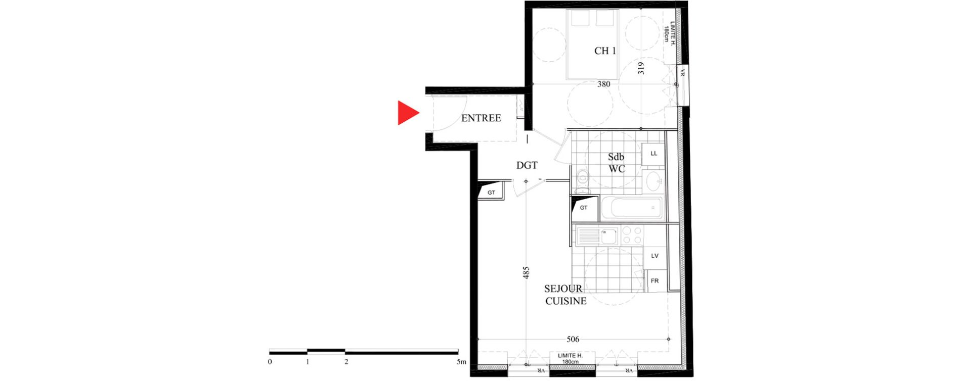 Appartement T2 de 42,89 m2 &agrave; Villiers-Sur-Marne Les boutareines