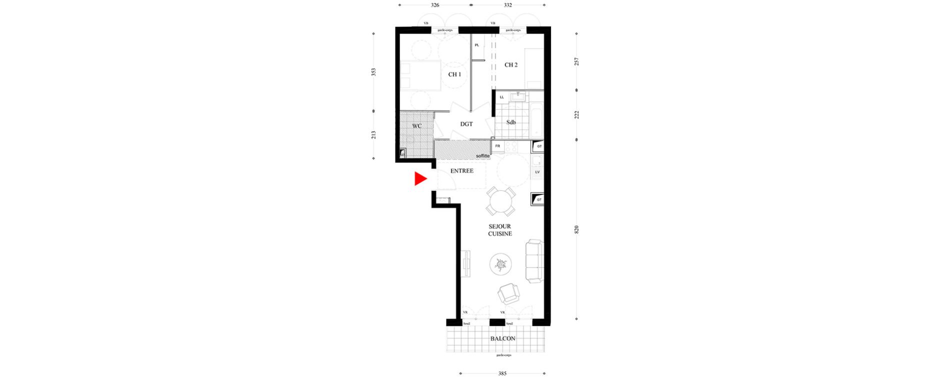 Appartement T3 de 66,33 m2 &agrave; Villiers-Sur-Marne Les boutareines
