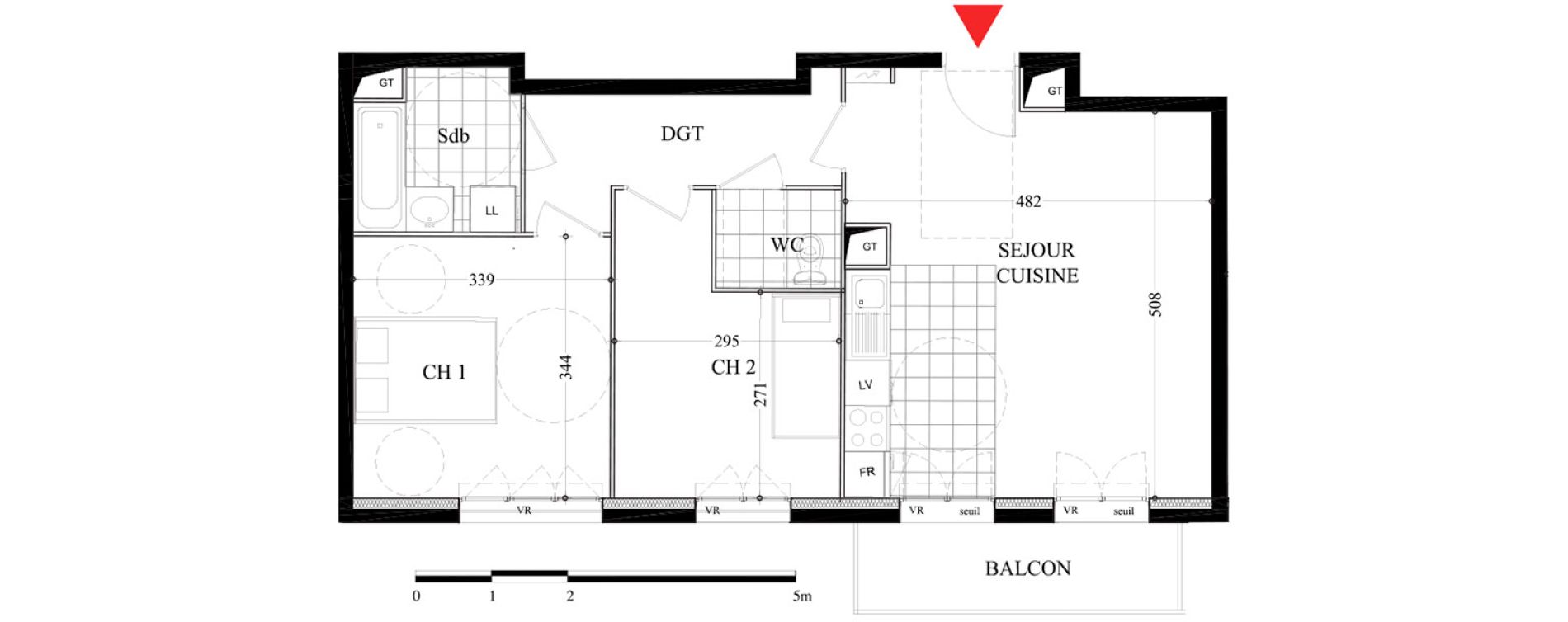 Appartement T3 de 58,28 m2 &agrave; Villiers-Sur-Marne Les boutareines