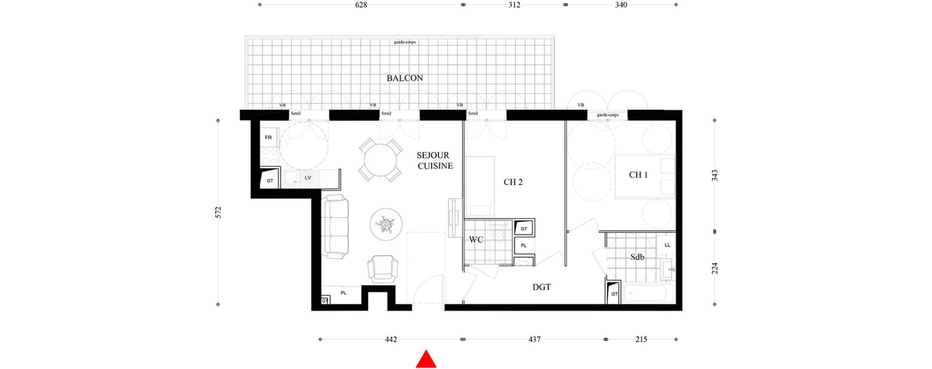 Appartement T3 de 63,76 m2 &agrave; Villiers-Sur-Marne Les boutareines