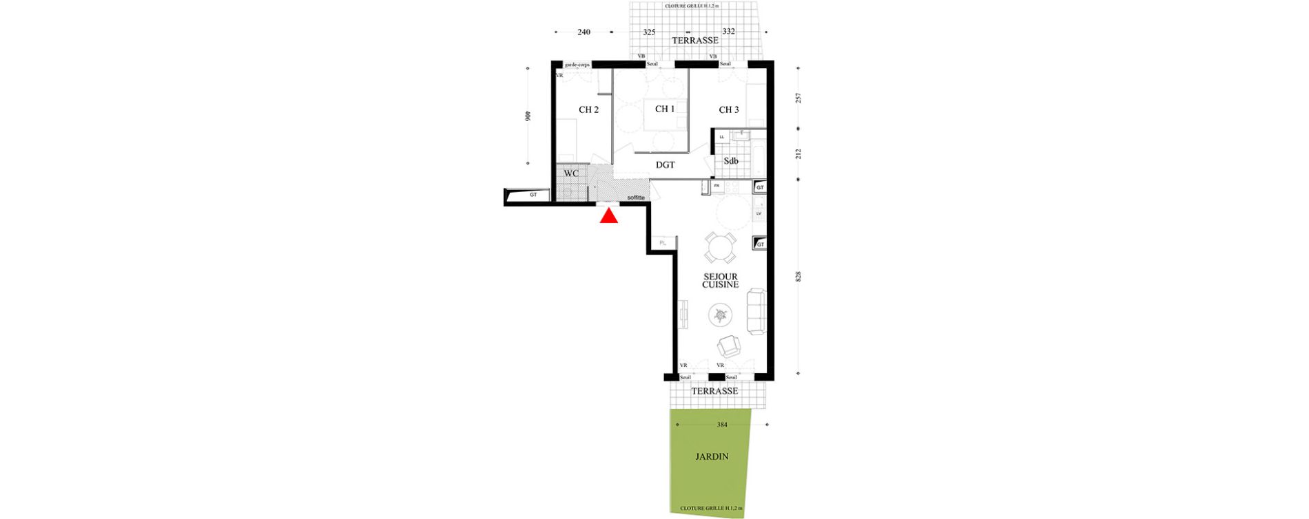 Appartement T4 de 79,82 m2 &agrave; Villiers-Sur-Marne Les boutareines