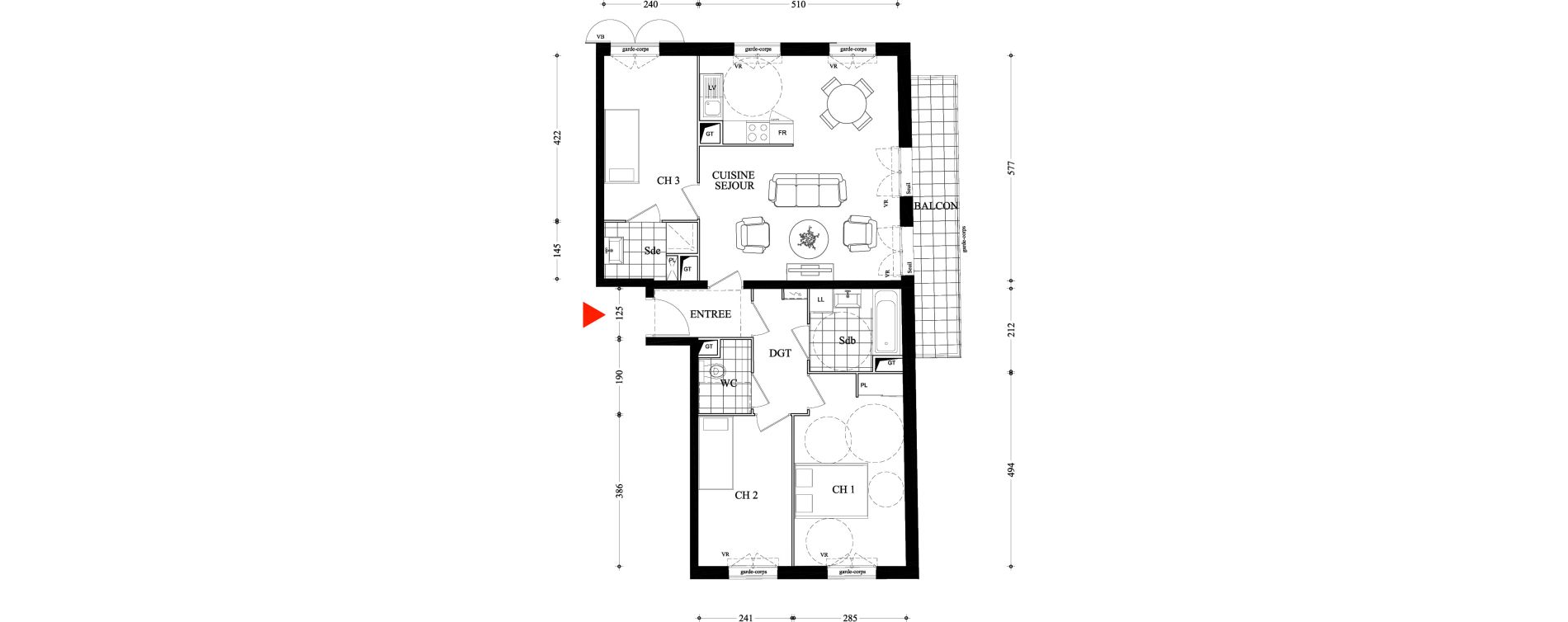 Appartement T4 de 79,22 m2 &agrave; Villiers-Sur-Marne Les boutareines