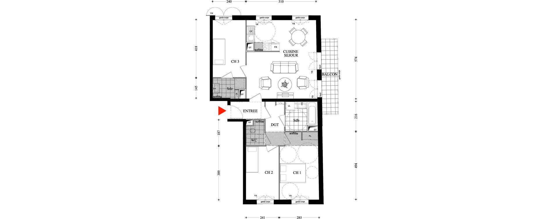 Appartement T4 de 79,16 m2 &agrave; Villiers-Sur-Marne Les boutareines